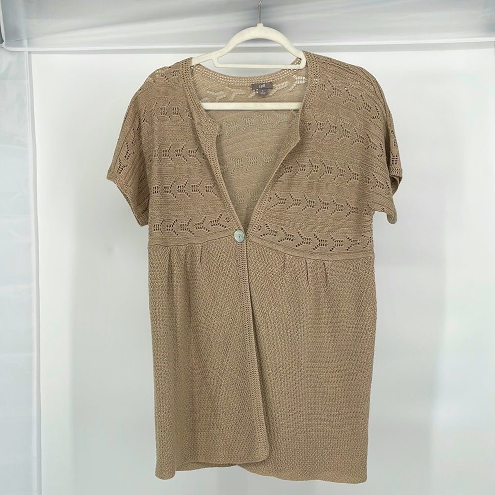 J. Jill Short Sleeve One-Button Lightweight Cardigan H-005